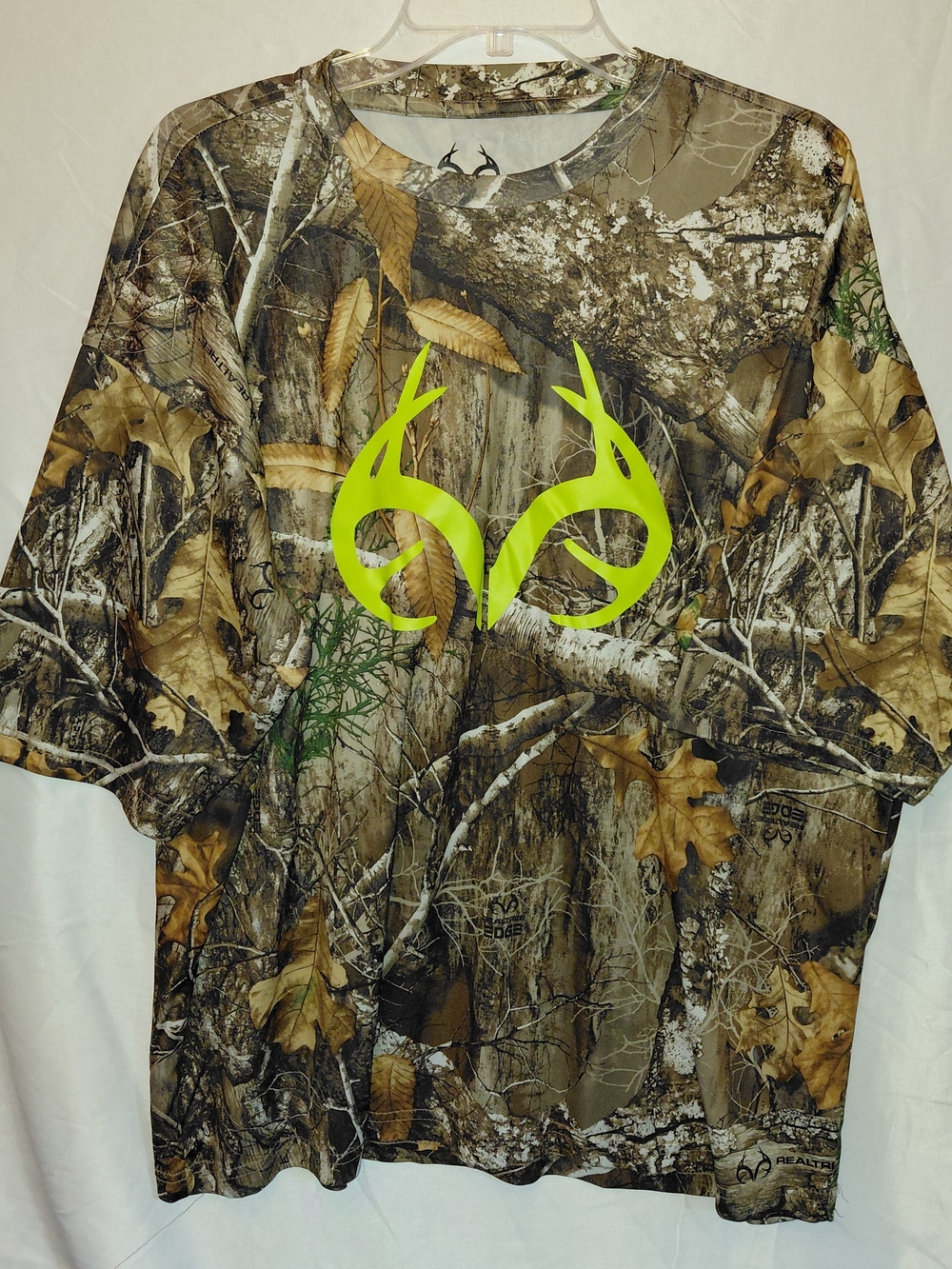 Realtree Camo Short Sleeve Tee with Neon Yellow-Green Logo
